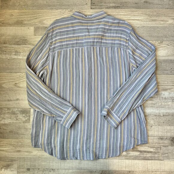 Universal Thread Blue Stripe Long Sleeve Cotton Button Down I16 - Picture 5 of 5